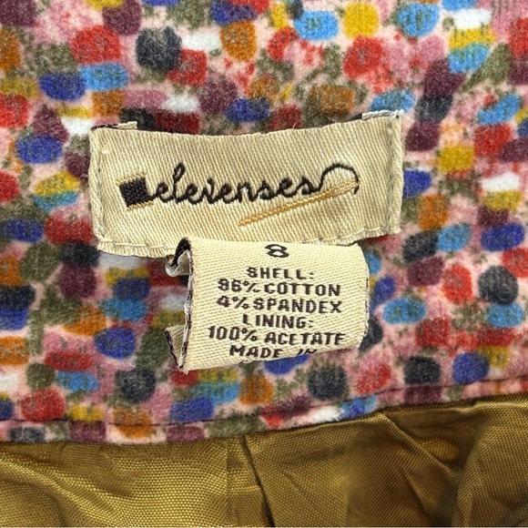 Elevenses Anthropologie Colorful Confetti Button-Front Velvet Mini Skirt Size 8 - Picture 5 of 8